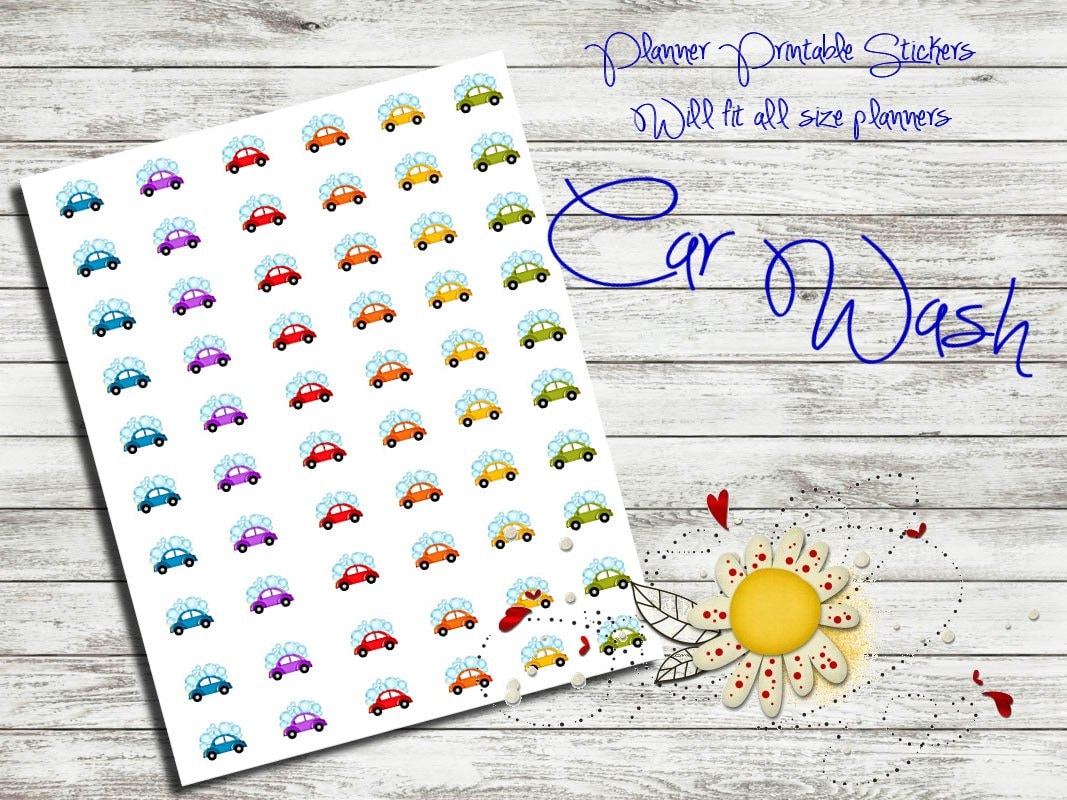 Car Wash Planner Sticker Printables - Etsy