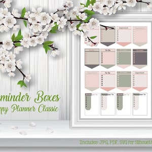 Reminder Boxes, Classic Happy Planner, Printable, Stickers, CHP 0114