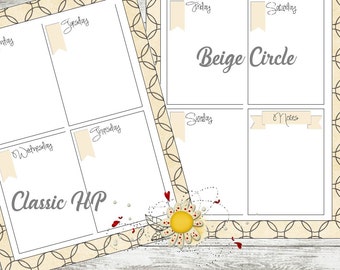 Happy Planner, Planner Printable, MAMBI, Classic Weekly Printable, Quad Layout [Beige Circle]