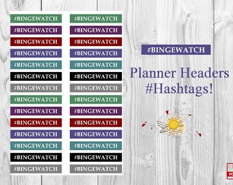Happy Planner Classic druckbare Header Sticker #BINGEWATCH