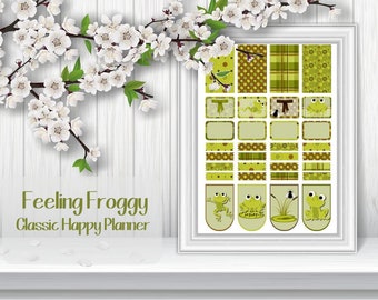 Gefühl Froggy - glücklich Sticker druckbare - wöchentliche Sticker - Aufkleber Set - instant Download - druckbare Planer - PDF