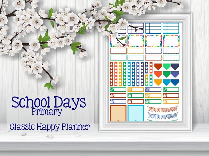 School Days Happy Planner Stickers Printable Weekly Planner Stickers Set Instant Download Printable Planner PDF image 2