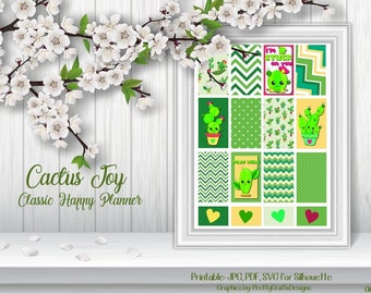 CACTUS HUGS Printable Planner Stickers, Instant Digital Download, SVGs Incl.