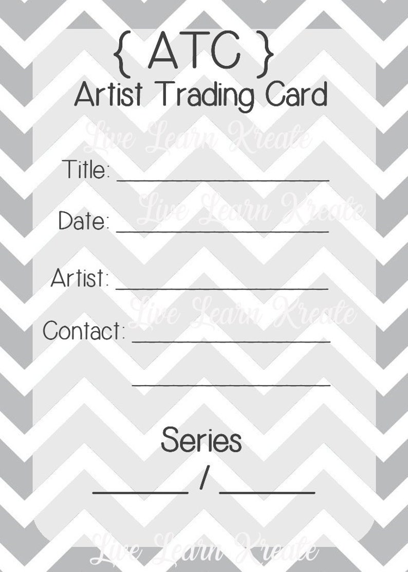 ATC / ACEO Artist Trading Card / Art Cards Editions & Originals Labels grey Chevron 0102 Etsy