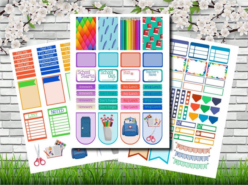 School Days Happy Planner Stickers Printable Weekly Planner Stickers Set Instant Download Printable Planner PDF image 4