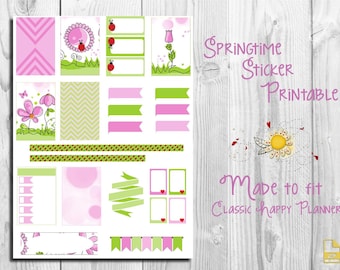 Glücklich Planner, bedruckbare Aufkleber, Kalender bedruckbar, MAMBI - klassische glücklich Planner - Frühling