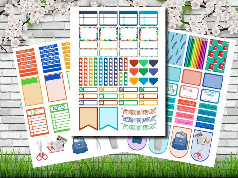 School Days Happy Planner Stickers Printable Weekly Planner Stickers Set Instant Download Printable Planner PDF image 5