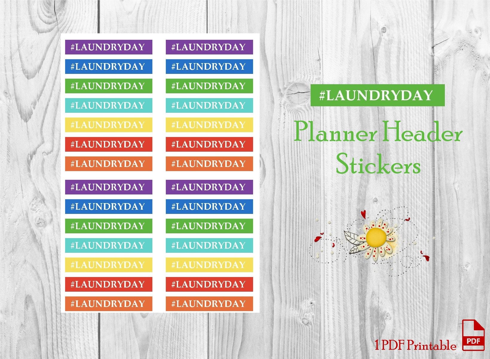 Planner Header Images Happy Planner Classic Printable Header Stickers LAUNDRYDAY - Etsy