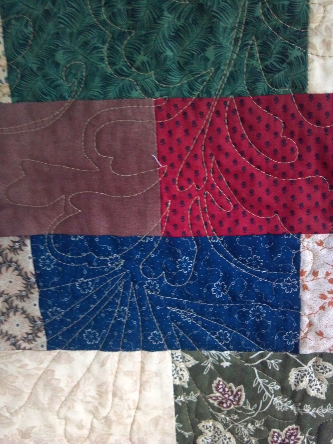 A brick Quilt. Warm Colors. 54 X 80 Inches. Etsy