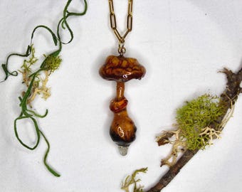 Real Mushroom Necklace, Resin Fungi Pendant | One-of-a-kind Mycology Gifts, Cottagecore & Nature Inspired Jewelry