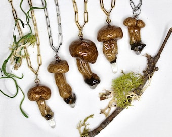 Real Mushroom Necklace, Resin Fungi Pendant | One-of-a-kind Mycology Gifts, Cottagecore & Nature Inspired Jewelry