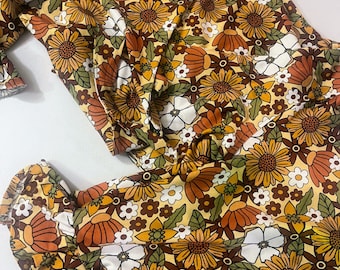 Handmade Shirt, 70s Floral Bell Sleeve Crop Top, Boho Wrap Blouse