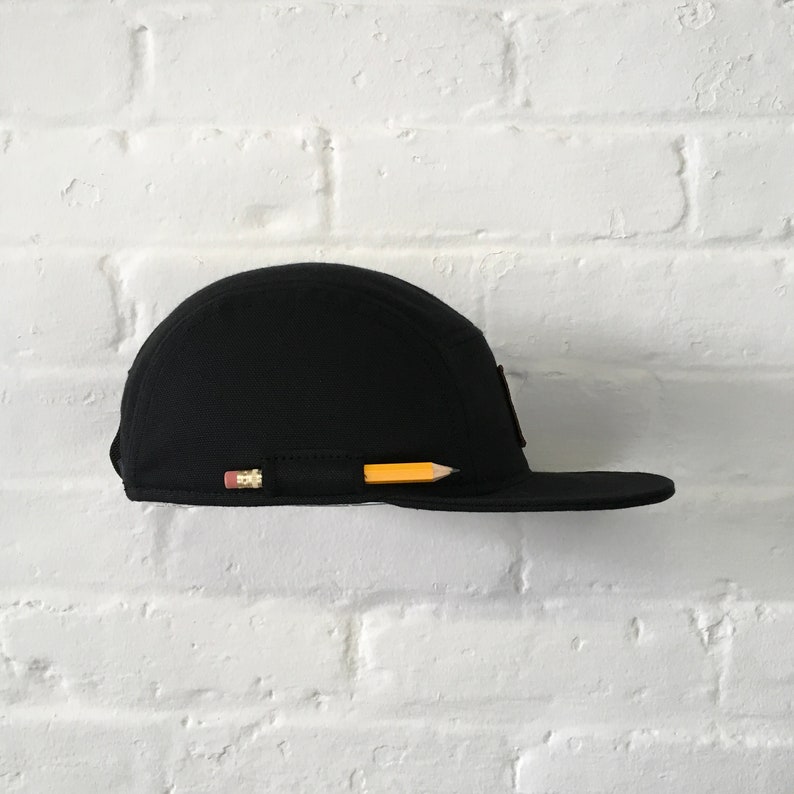 Black Baseball Cap Pencil Hat Handmade 5 Panel Hat Snapback Etsy