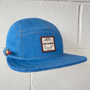 Handmade Denim Baseball Cap, Flat Brim, Pencil Holder