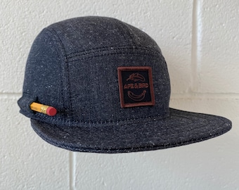 Handmade  5 panel hat headwear baseball hat trucker denim made in usa mens hat gifts for him gifts for boyfriends baseball denim hat