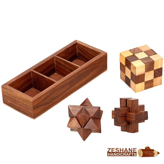 set of 3 wooden puzzles