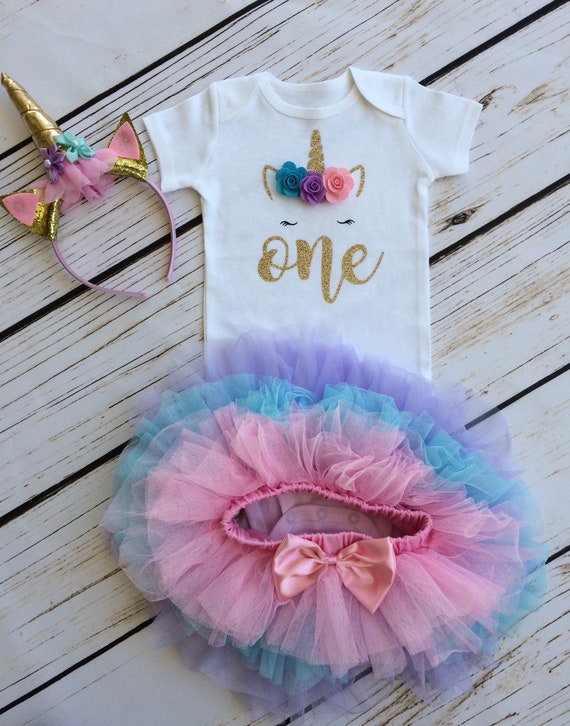 Unicorn First Birthday First Birthday Outfit Girl One Year Etsy