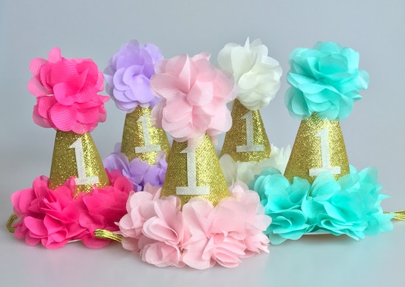 First Birthday Hat Baby Girl Birthday Hat Gold Birthday Hat Etsy