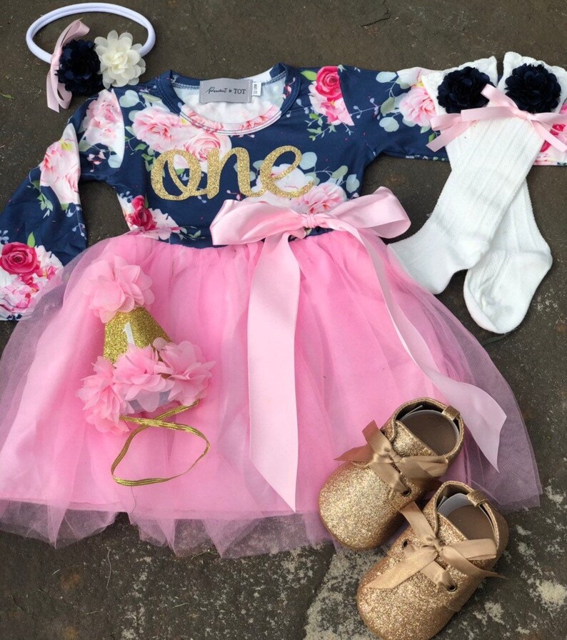 Pink And Gold First Birthday Outfit Girl One Year Old Girl Etsy