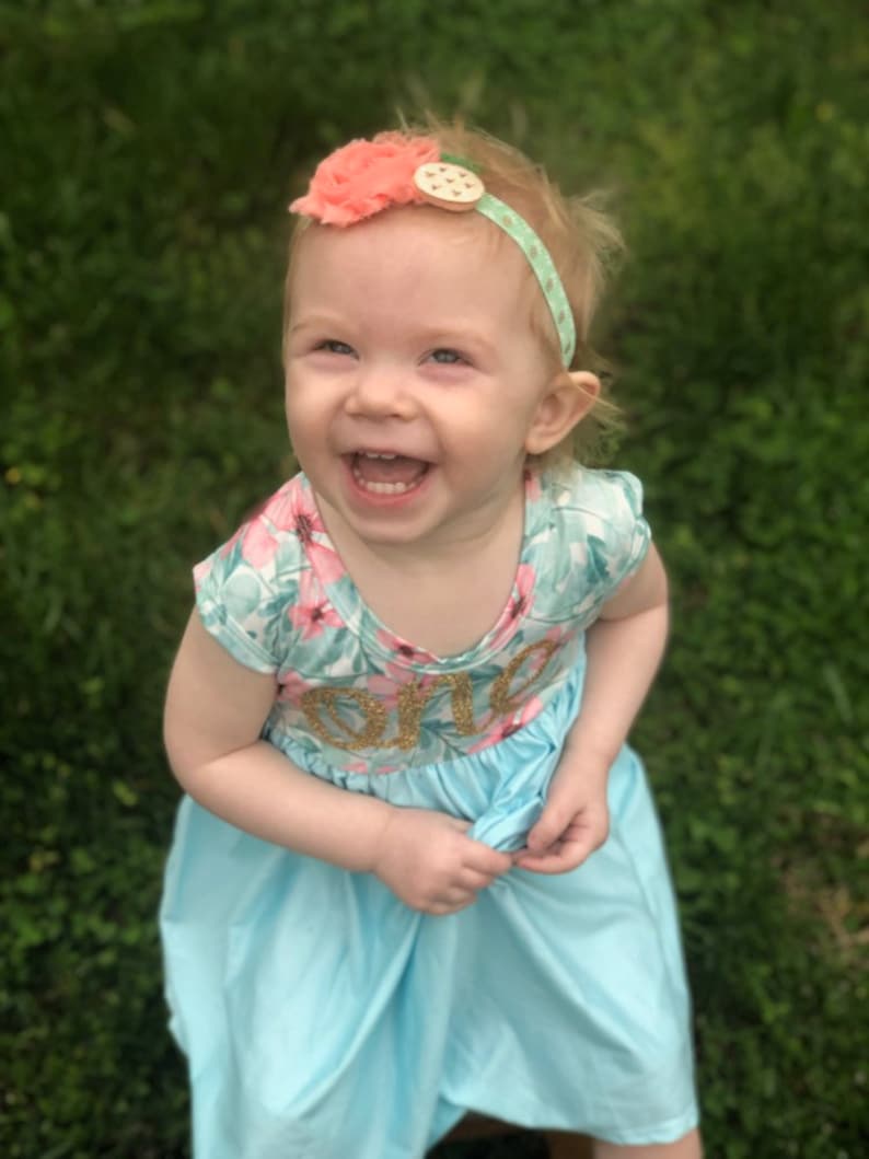 Luau First Birthday Outfit Girl Girls floral dress 1st birthday girl outfit pineapple 1st birthday dress aqua floral