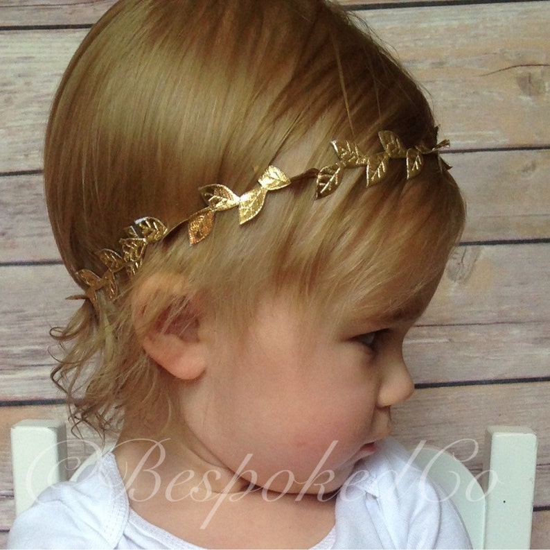 Delicate Gold leaf headband Gold headband First Birthday Headband