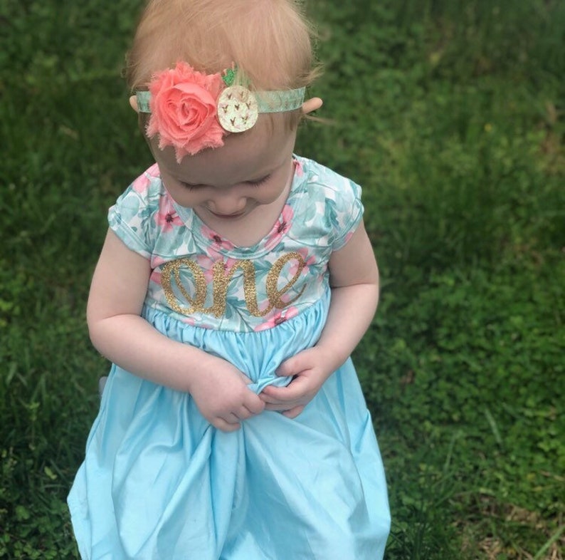 Luau First Birthday Outfit Girl Girls floral dress 1st birthday girl outfit pineapple 1st birthday dress aqua floral