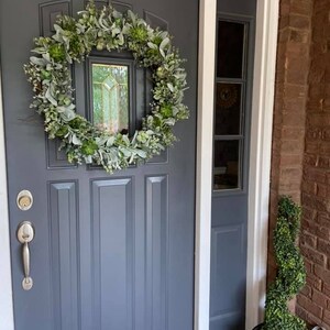 26 Inch Succulent Lambs Ear Eucalyptus Wreath, Farmhouse Wreath, Summer ...
