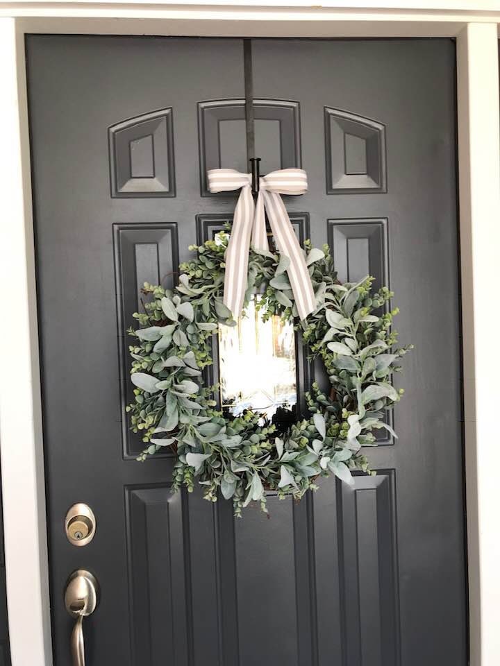 20 in Modern Farmhouse Lambs Ear Eucalyptus Wreath, Outdoor Wreath ...