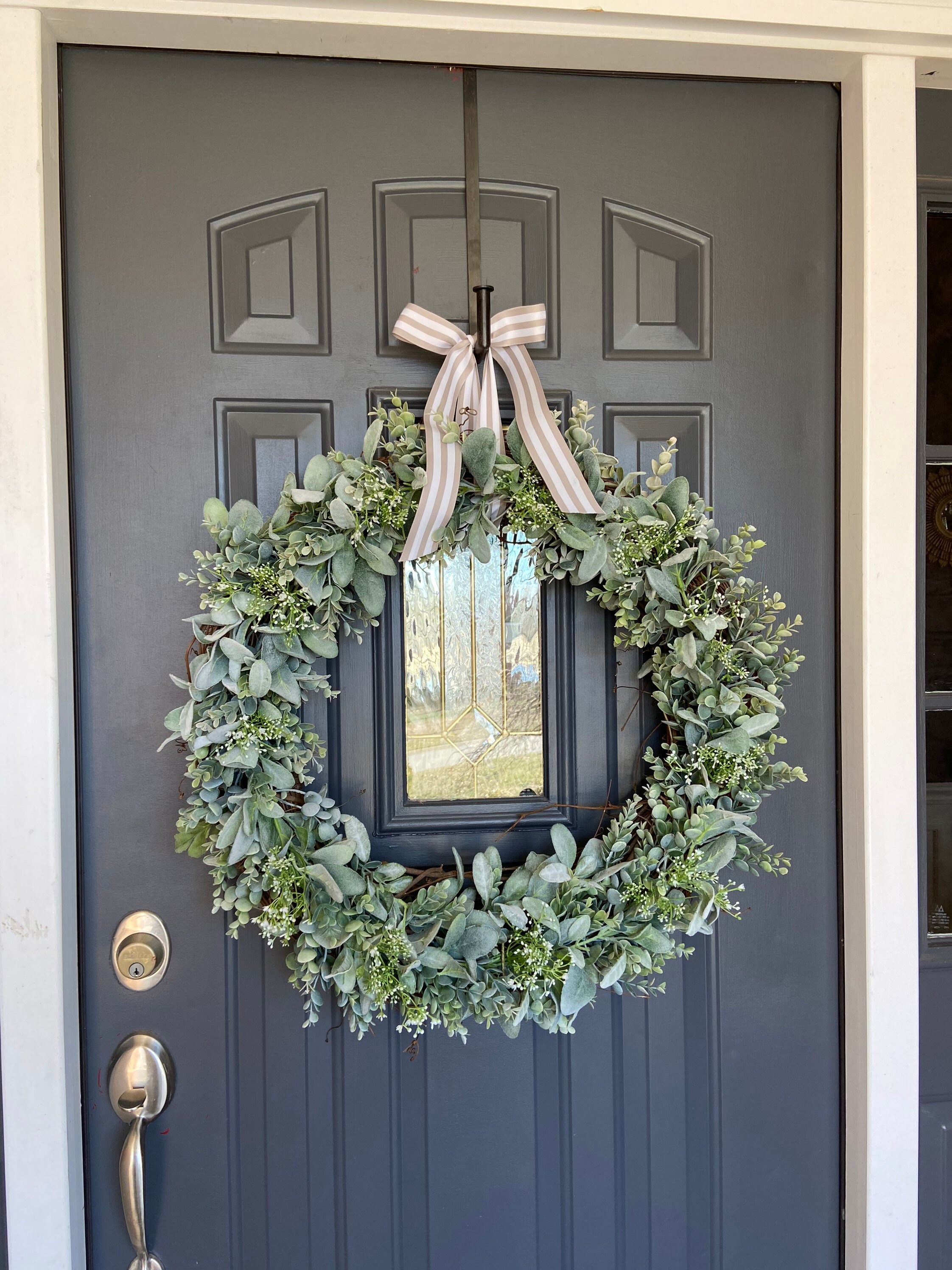 26 Inch Baby’s Breath Eucalyptus Lambs Ear Wreath, Wedding Wreath Faux ...