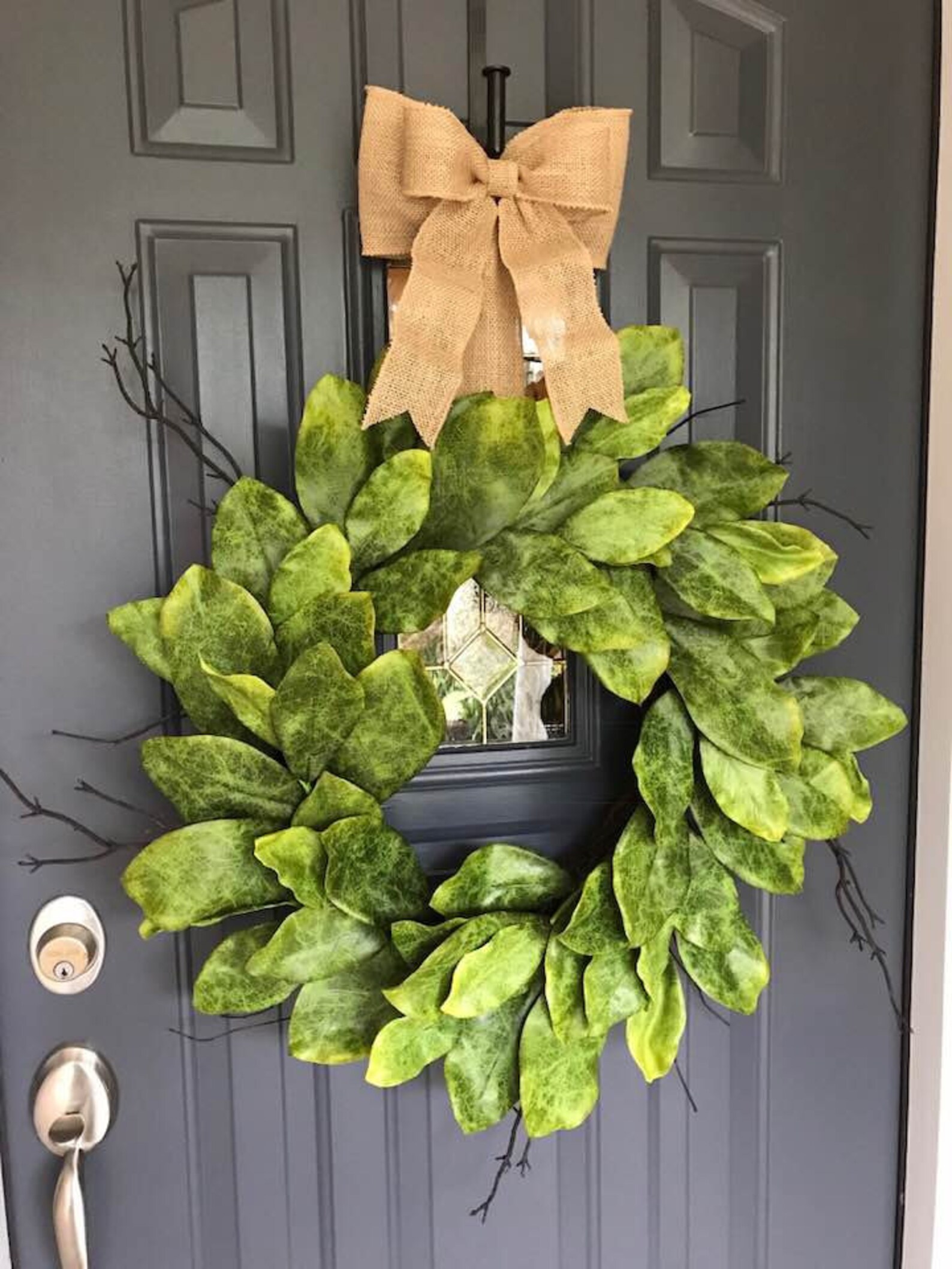 XL 24 inch Summer Magnolia Wreath with Double Hanging ...