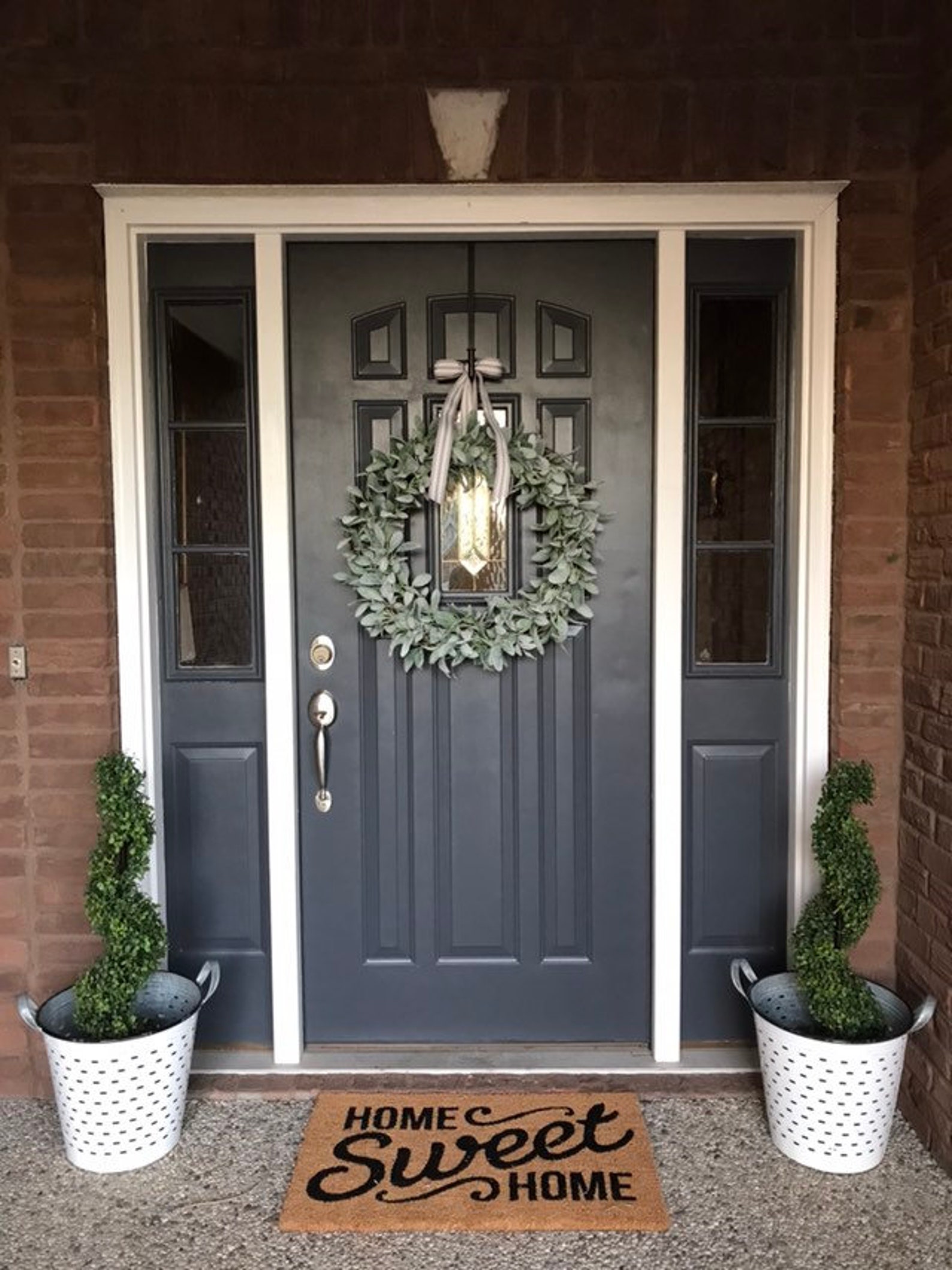 26 Inch Lambs Ear Wreath, Realistic Faux Lambs Ear Wreath, Modern ...