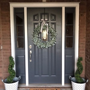 26 Inch Lambs Ear Wreath, Realistic Faux Lambs Ear Wreath, Modern ...