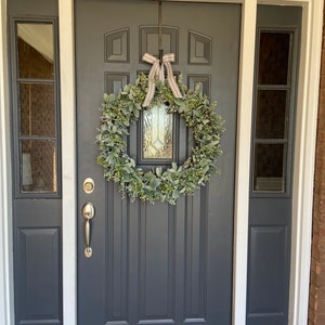 26 Inch Baby’s Breath Eucalyptus Lambs Ear Wreath, Wedding Wreath Faux ...