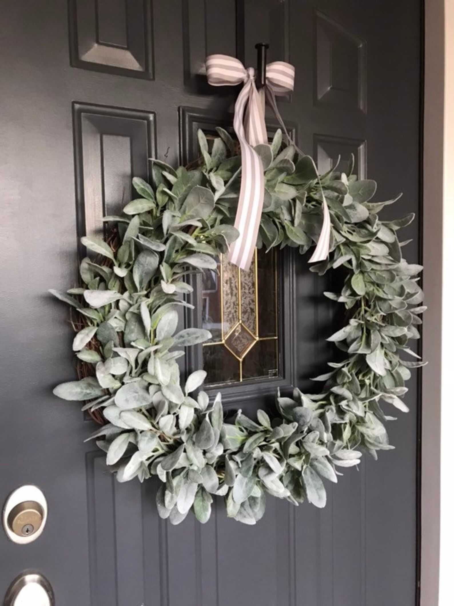 26 Inch Lambs Ear Wreath Realistic Faux Lambs Ear Wreath Etsy