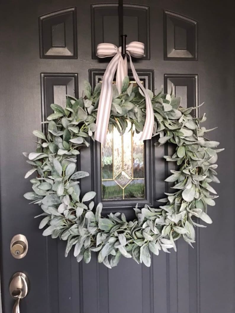 26 Inch Lambs Ear Wreath Realistic Faux Lambs Ear Wreath Etsy