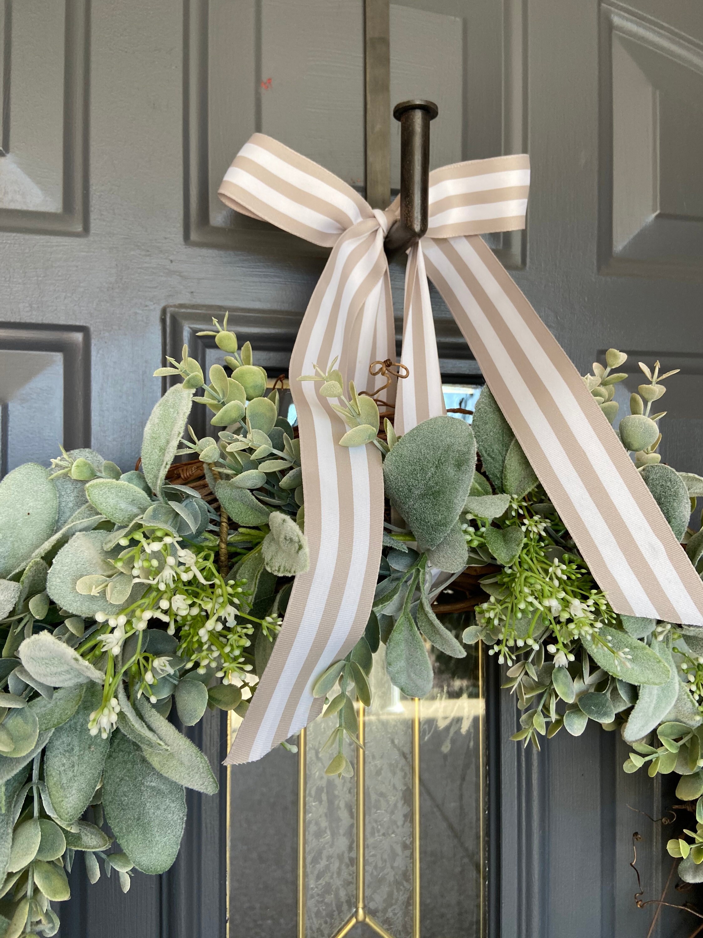 26 Inch Baby’s Breath Eucalyptus Lambs Ear Wreath, Wedding Wreath Faux ...