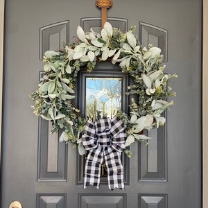 20 inch Lambs Ear Eucalyptus Wreath, Realistic Faux Lambs Ear Wreath, Farmhouse Wreath, Outdoor Wreath Etsy Wreath