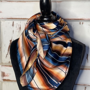 Blue & Tan Stripe Wild Rag| Extra Large Wild Rag | Stripe Wild Rag | Ranch Life | Cowboy Life | Wild Rag | Blue and Tan Stripe