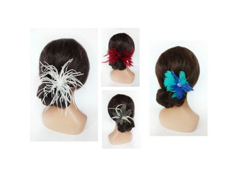 Feather barrette hairpin wedding flower bridal