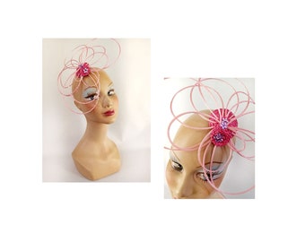 Pink wedding fascinator hair accessory