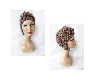 60s pop earmuff hat in fancy wool balaclava