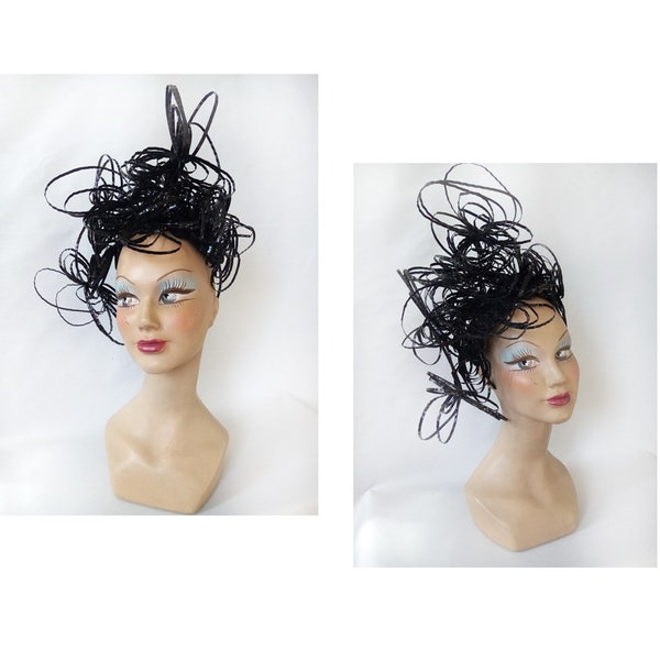 Black wedding hat headband ceremony avant-garde fantasy