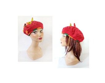 Red women's beret winter hat