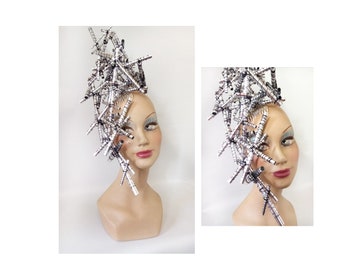 Gala silver avant-garde ceremony hat