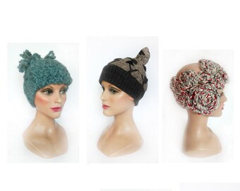 Women's hat knitted wool boho