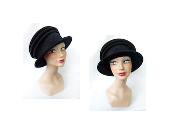 Women's winter hat in minimalist black fabrics