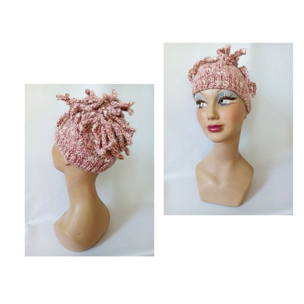 Bonnet femme rose pompon