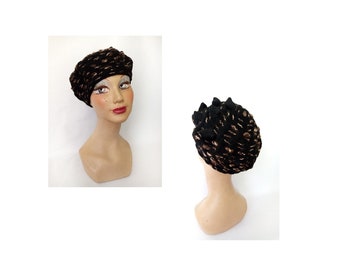 Retro black French beret embroidered boho