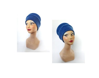 Minimalist blue women's winter toque hat