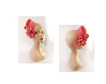 Pillbox fascinator hat retro pink